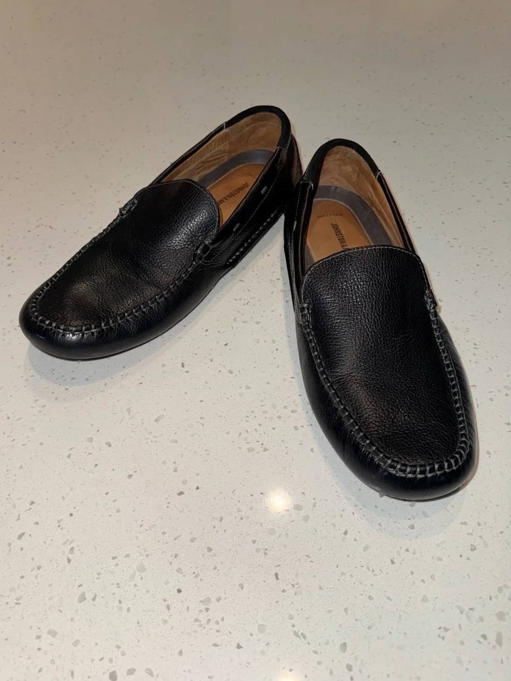 Johnston & Murphy Black Leather Slip-On Loafers